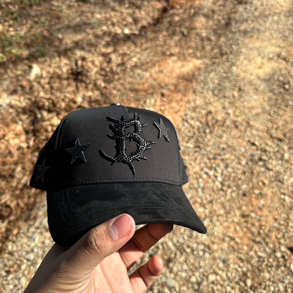 Black Embroidered Star Cap